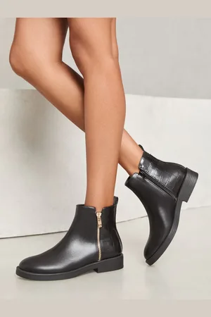 Lipsy London Flade sko Side Zip Faux Leather Ankel Støvler