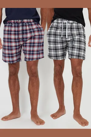 Threadbare Børstet 100% bomuld Flannel Ternet Lounge Shorts 2 PakkeL