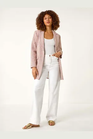 Roman Check Single Breasted Boucle Jacket40