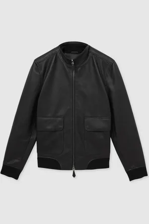 Reiss Reed Pebbled-Leather Funnel-Neck JacketS