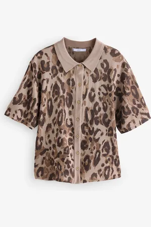 Next Knitted Collared Short Sleeve Shirt With LinenMedium Regelmæssig