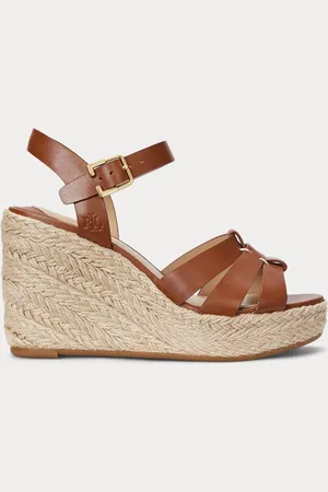 Ralph Lauren Smooth Calf-Soffia Espdr-Es-Wed Black Sandals