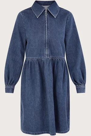 Monsoon 100% Bomuld Skjorter Zip Denim KjoleM