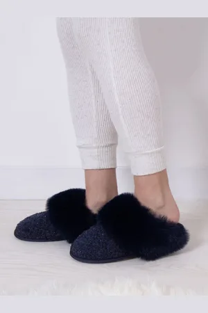 Totes Dame Sparkle Faux Fur Mule Hjemmesko