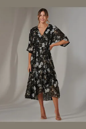 Jolie Moi Rita Flæsekant Hem Chiffon Midi Kjole38