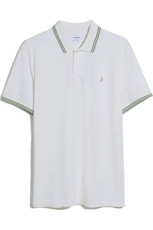 Farah Natural 100% Organic Cotton Alvin Tipped Collar Long Sleeve Polo ShirtStor