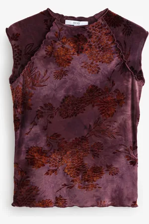 Next Lettuce Hem Short Sleeve Marbled Floral Print Top54