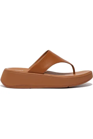 FitFlop F-Mode Leather Flatform Toe Post Sandals