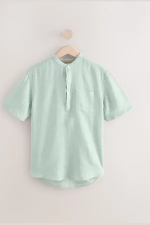 Next Cotton Linen Blend Short Sleeve Shirt