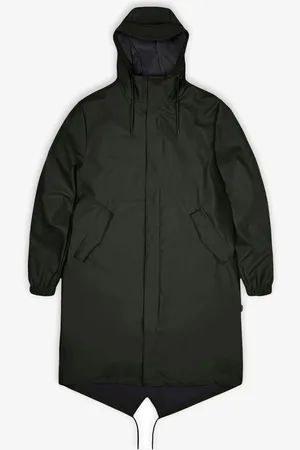 Rains Green Fishtail Waterproof Parka JacketX-Small