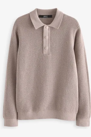 Next Long Sleeve 100% Cotton Textured Polo Shirt (3-16yrs)15 år (170cm)