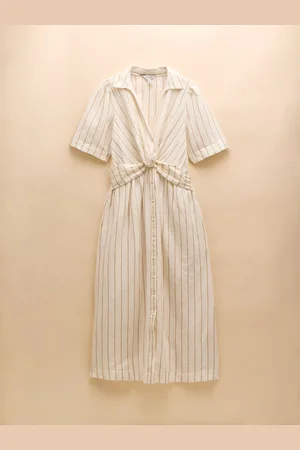 Joules Marina Linen Blend Knot Front Dress