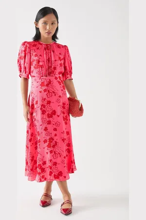 LK Bennett Petite Jem Desert Rose & Rio Viscose Wildflower Tea Dress42