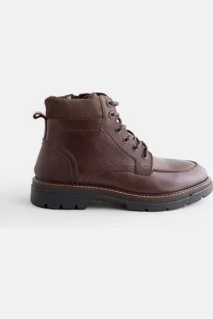 Next Leather Apron Toe Zip Up Boots