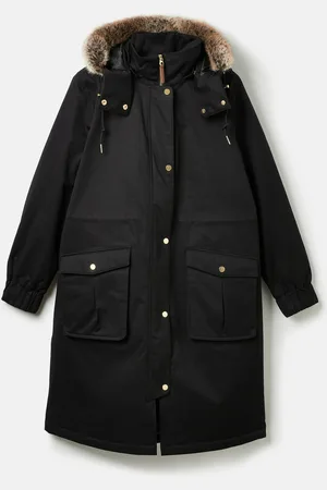 Joules Harpsden Cosy Waterproof Fleece Lined Raincoat with Faux Fur Hood40