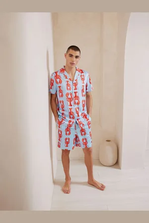 Chelsea Peers Satin Lobster Tryk Kort Pyjamas SætStor