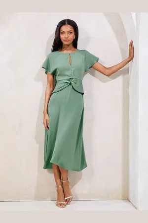 Lipsy London Keyhole Knot Front Kortærmet Midi Kjole36