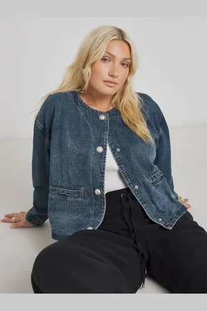 Simply Be Collarless Denim Jacket44