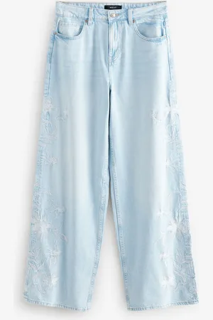 Next 100% Cotton Embroidered Wide Leg Jeans46lang