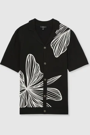 Reiss Laurent Flower Brodered Strik SkjorterMiddel