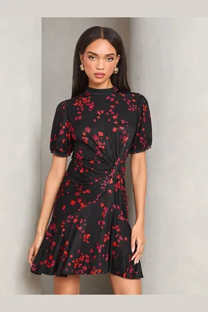 Lipsy London Blomster Pufærme Ruched Jersey Mini Kjole42