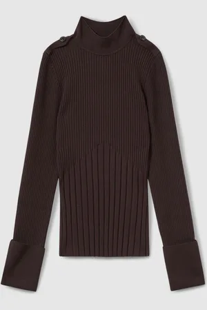 Reiss Vienne Rib-Knit High-Neck TopL