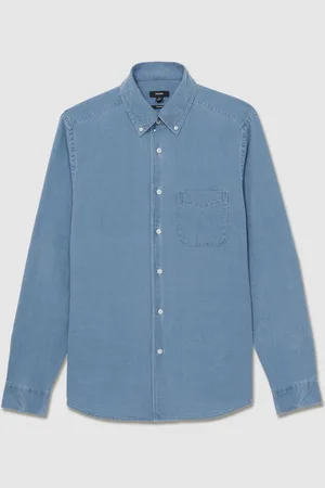 Reiss Kittle Denim Piqué Button-Through ShirtX-Small