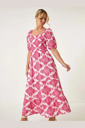 Roman 100% Cotton Embroidered Shirred Maxi Dress46