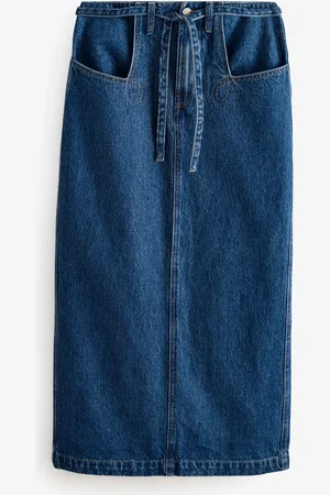 Next 100% Cotton Hourglass Belted Pocket Stitch Midi Skirt44 Høj