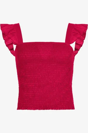South Beach Shirred Square Neck Frill Strap 100% Cotton Top42