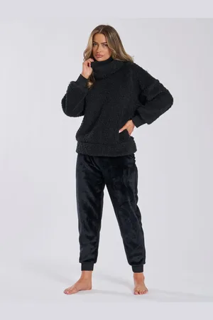 Loungeable Borg Removeable Snood Jumper and Luxury Fleece Jogger Lounge SetL