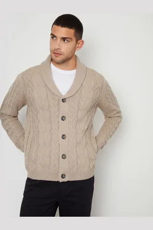 Threadbare Kabelstrik Sjal Krave Cardigan Med UldXL