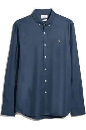 Farah Blue Brewer Long Sleeve ShirtS