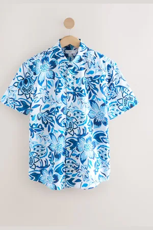 Next Watercolour Floral Printed Short Sleeve 100% Cotton ShirtStor