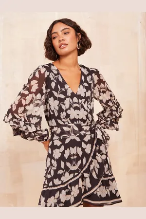 Friends Like These Chiffon Ruffle Wrap Mini Dress44