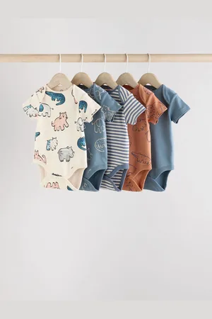 Next 100% Bomuld Kortærmet Baby Sparkedragt 5 Pakke7480cm