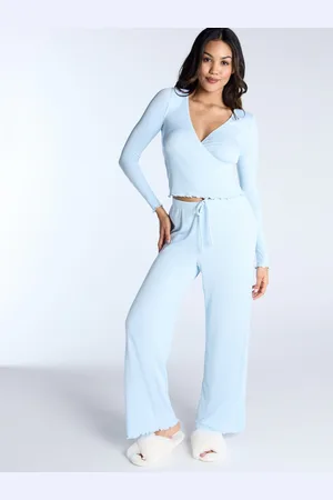 Boux Avenue Blue Rib Wrap Top & Pant Pyjamas Set42