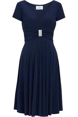 Gina Bacconi Blue Elsa Jersey Cocktail Dress With Waist Embellishment48