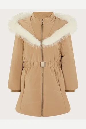 Monsoon Polstret Faux Fur Trim Med bælte Coat7 - 8 år (122 - 128cm)