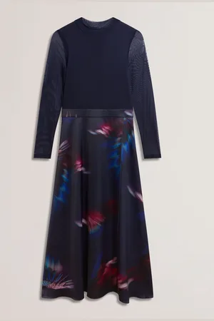 Ted Baker Lilabel Mesh Top Printed Skirt Midi Dress44