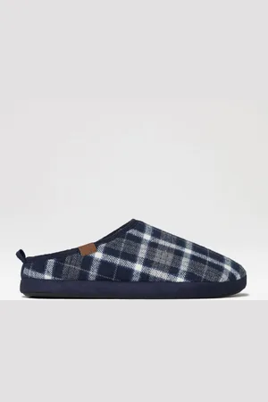 Threadbare Borg Lined Check Mule SlippersUK 11 - 12