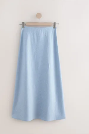 Next Hør Rich Textured Chambray Midi Nederdele40høj