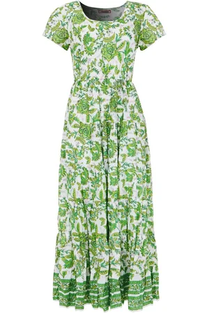 Joe Browns Botanical Full Skirt Crinkle 100% Cotton Maxi Dress40lille