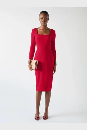 LK Bennett Elisa Viscose Crepe Dresses With Satin Stitch Edge48
