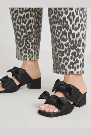 Simply Be Double Bow Low Heel Mules In Extra Wide Fiteu39