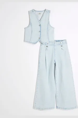 River Island Girls Denim 100% Cotton Waistcoat Set116122cm