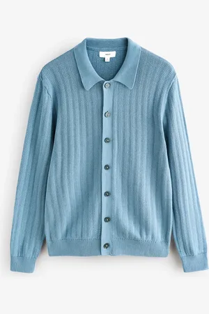 Next 100% Cotton Regular Fit Textured Stripe Button-Through JumperXL