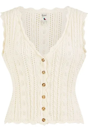 Yumi V-Neck Button Down Crochet Knitted Toplarge