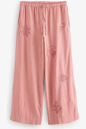 Next Broderet Stribet Slips Talje Bukser med Hør14 s