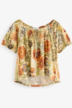 Next Kortærmet Ruched Neck Jersey 100% Bomuldsbluse